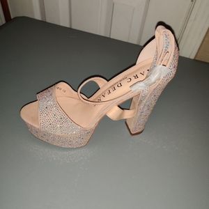 Marc Defang "Annaka" Platform Block Heel with Aurora Borealis Crystals